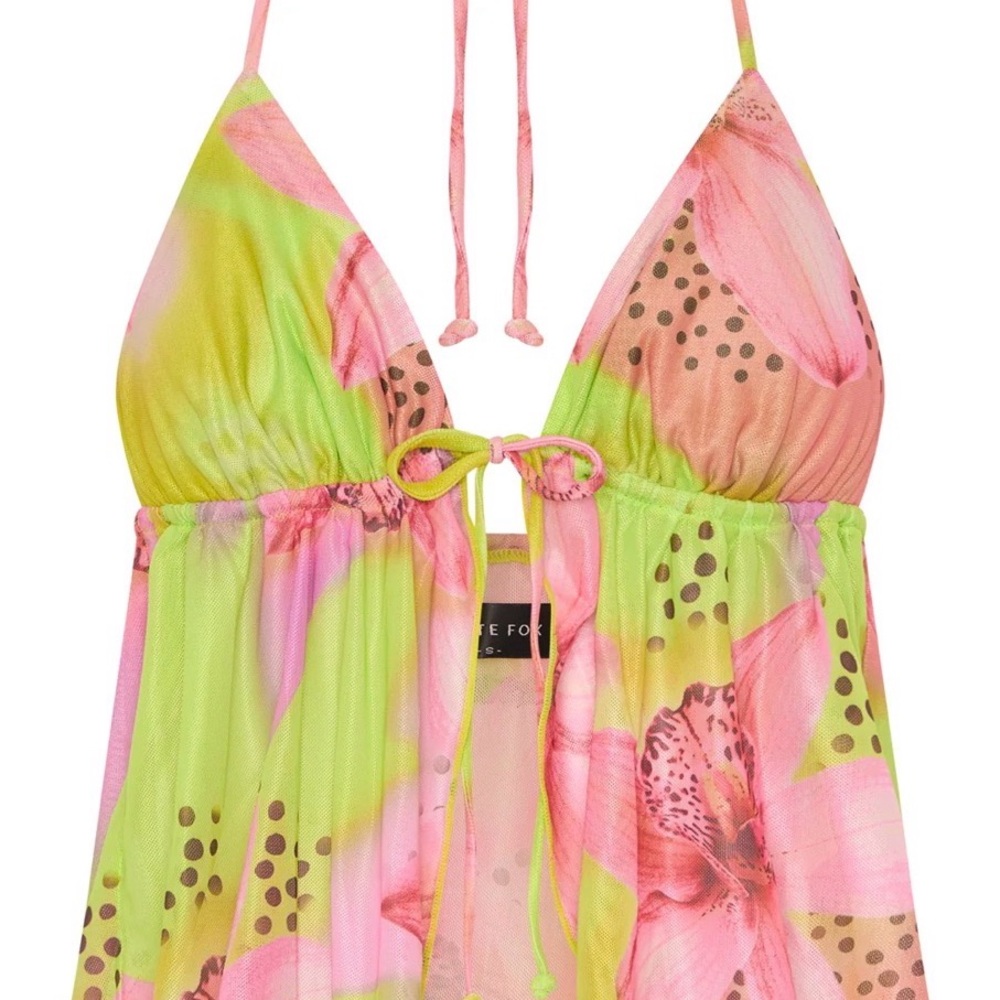 NWT White Fox Women's Nothing At All Lime Tropics Halter Top Size S